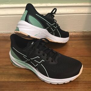 ASICS GT-1000 12 running shoes Black/Mint Tint women’s size 9